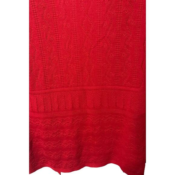 NOTATIONS LONG SLEEVE, OPEN FRONT, ACRYLIC SWEATER, WOMENS, M, RED, NO BUTTONS - Picture 8 of 11